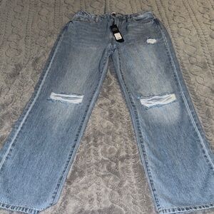 Fashion Bug Light Blue Ripped Straight Jeans